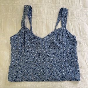 Abercrombie & Fitch Blue Floral Tank Top Size Large